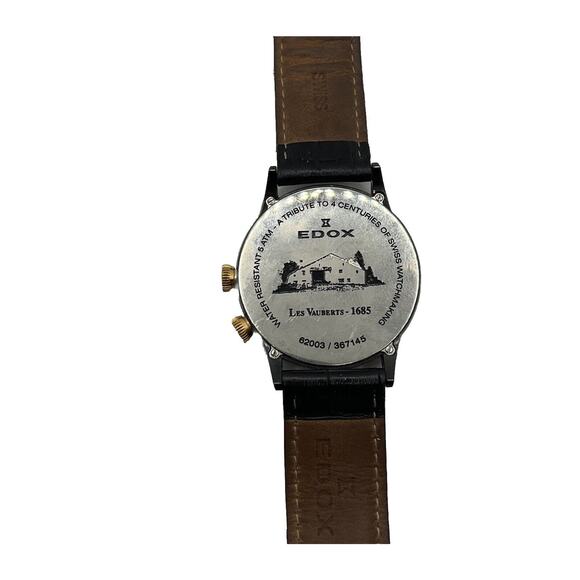 Edox Men’s Watch Les Vauberts Big Date GMT Rose Gold PVD No. 62003 - Picture 4 of 8